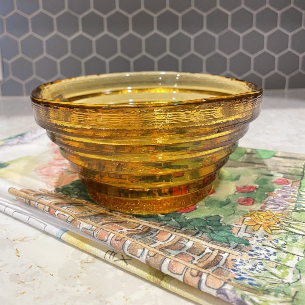 Vintage Blenko Art Deco Step-Down Glass Bowl